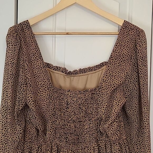 Altar'd State Animal Print Babydoll Tiered Mini Dress Size L - Picture 8 of 11